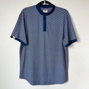 Mantra Catalyst Polo Shirt Mens Large Blue Wave Print Golf